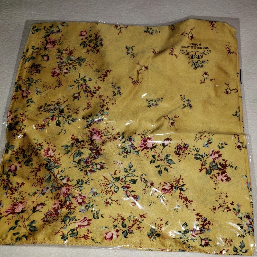 Gold floral satin 70cm by 70cm scarf